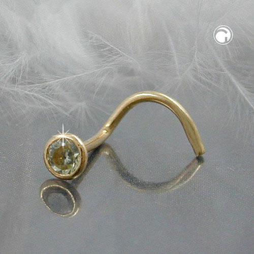 Bijou nez or 750/000 avec citrin et zircon cubique