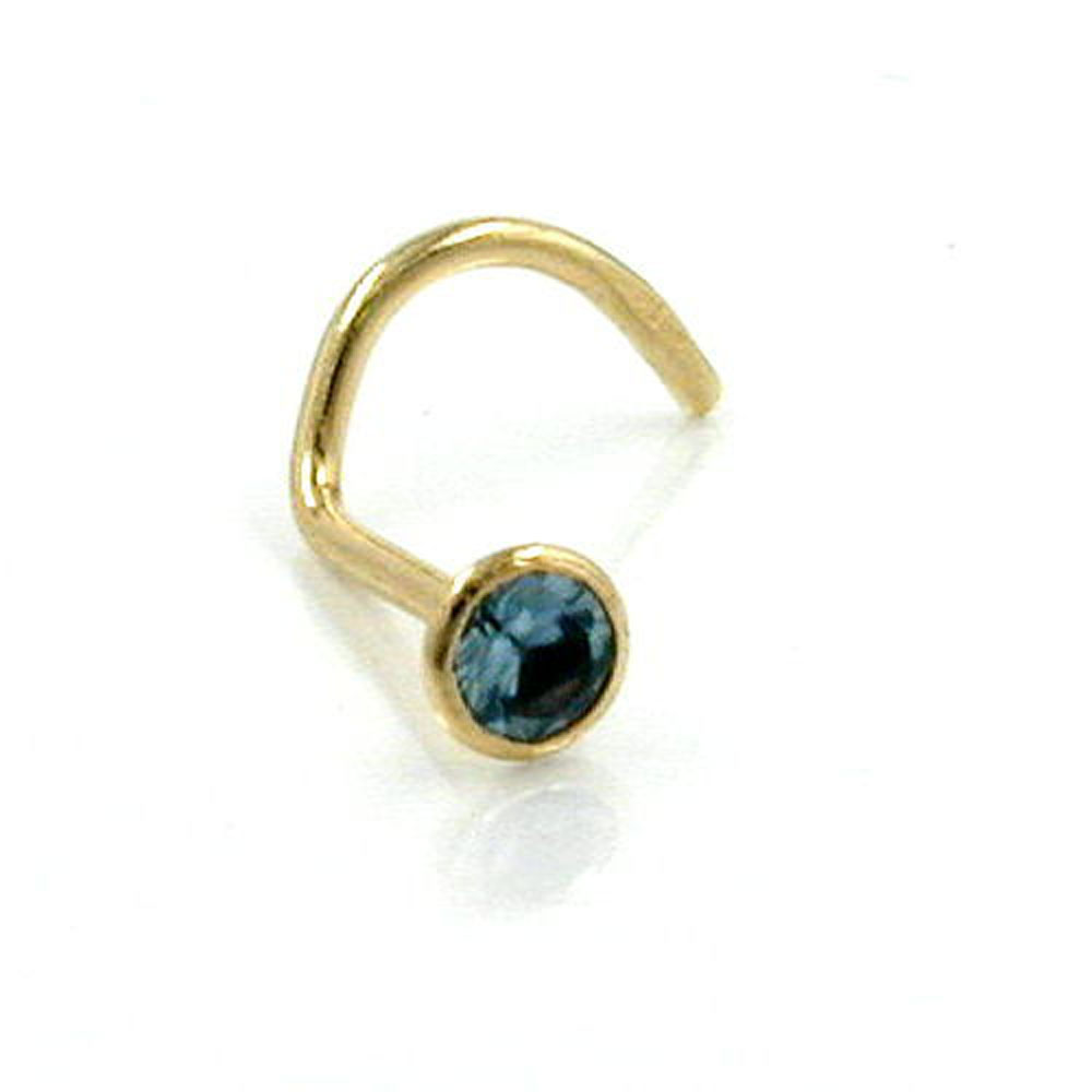 Nose screw en or 18K avec zircon bleu clair