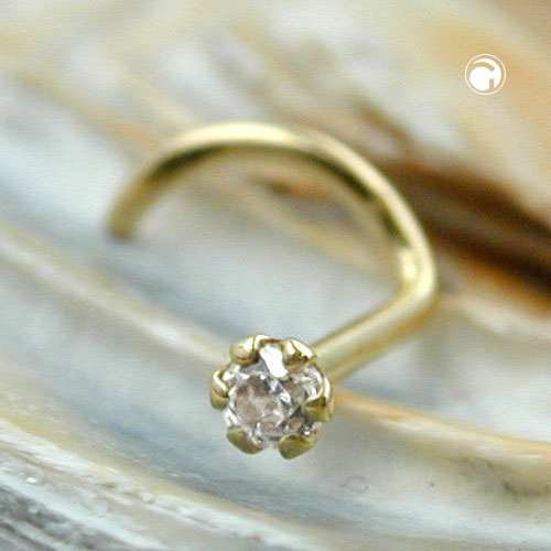 Nose screw en or 18k serti d'un zircon blanc