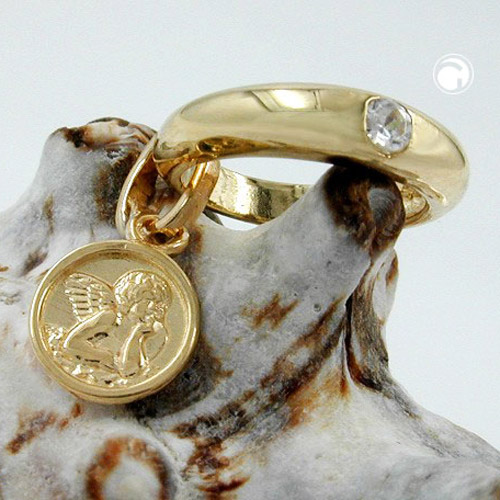 Pendentif baptême or 9K ange détaillé vue de profil