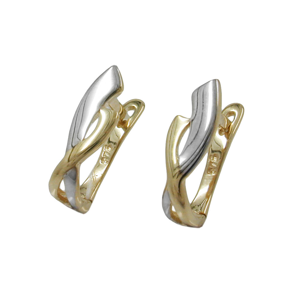 Boucles d'oreilles or 9 carats bicolores créoles 13x4mm