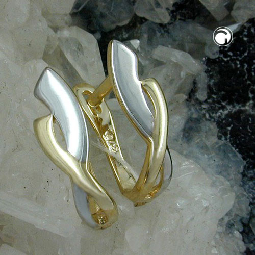 Créoles or jaune et argent rhodié motif X à fermoir charnière