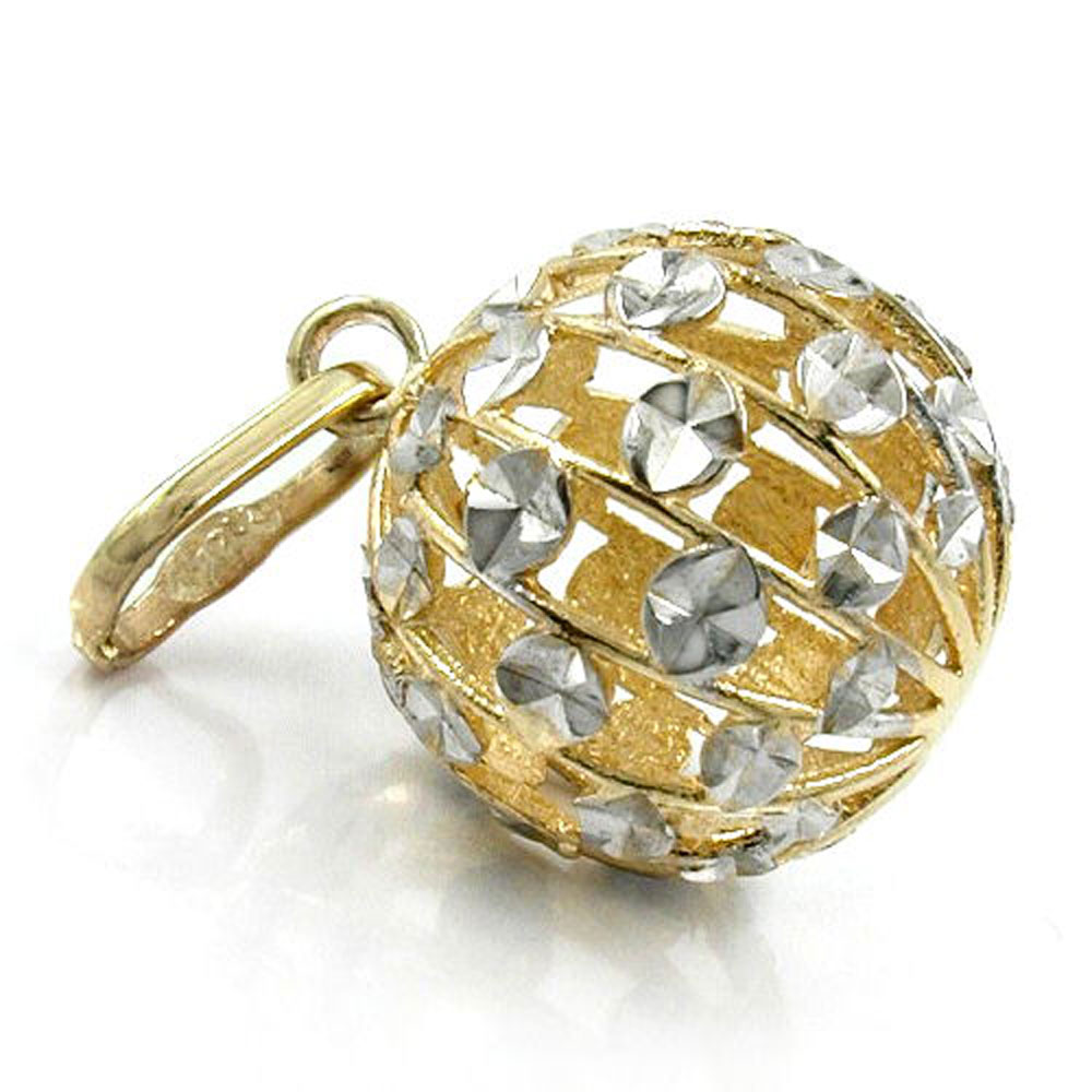 Pendentif or 9 carats boule filigrane 12 mm