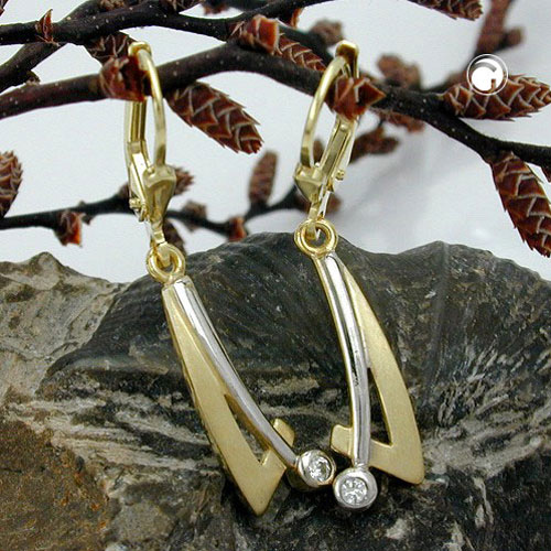 Paire de boucles d'oreilles en or 9 carats, style créole bicolore