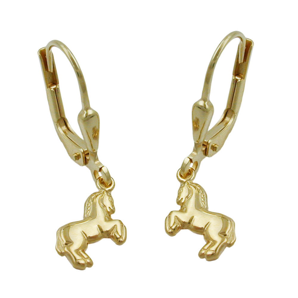 Boucles d'oreilles or 9 carats motif cheval
