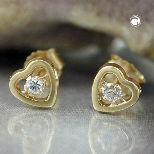 Paire de boucles d'oreilles en or jaune 9K en forme de coeur