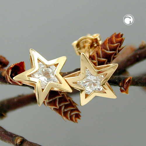 Boucles d'oreilles puces or jaune forme étoile 8mm