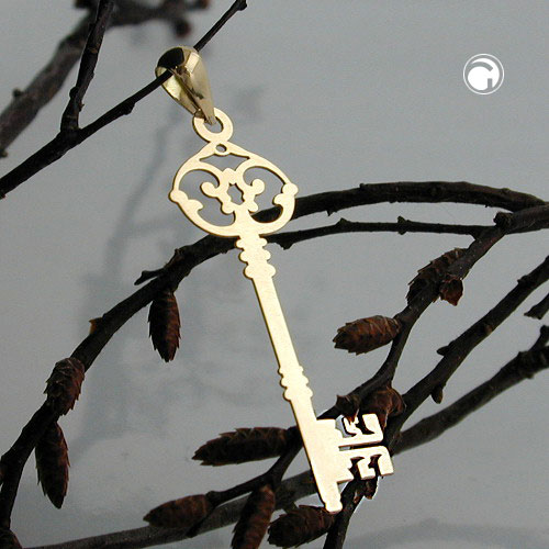 Clé pendentif or 375/000 filigrane détail