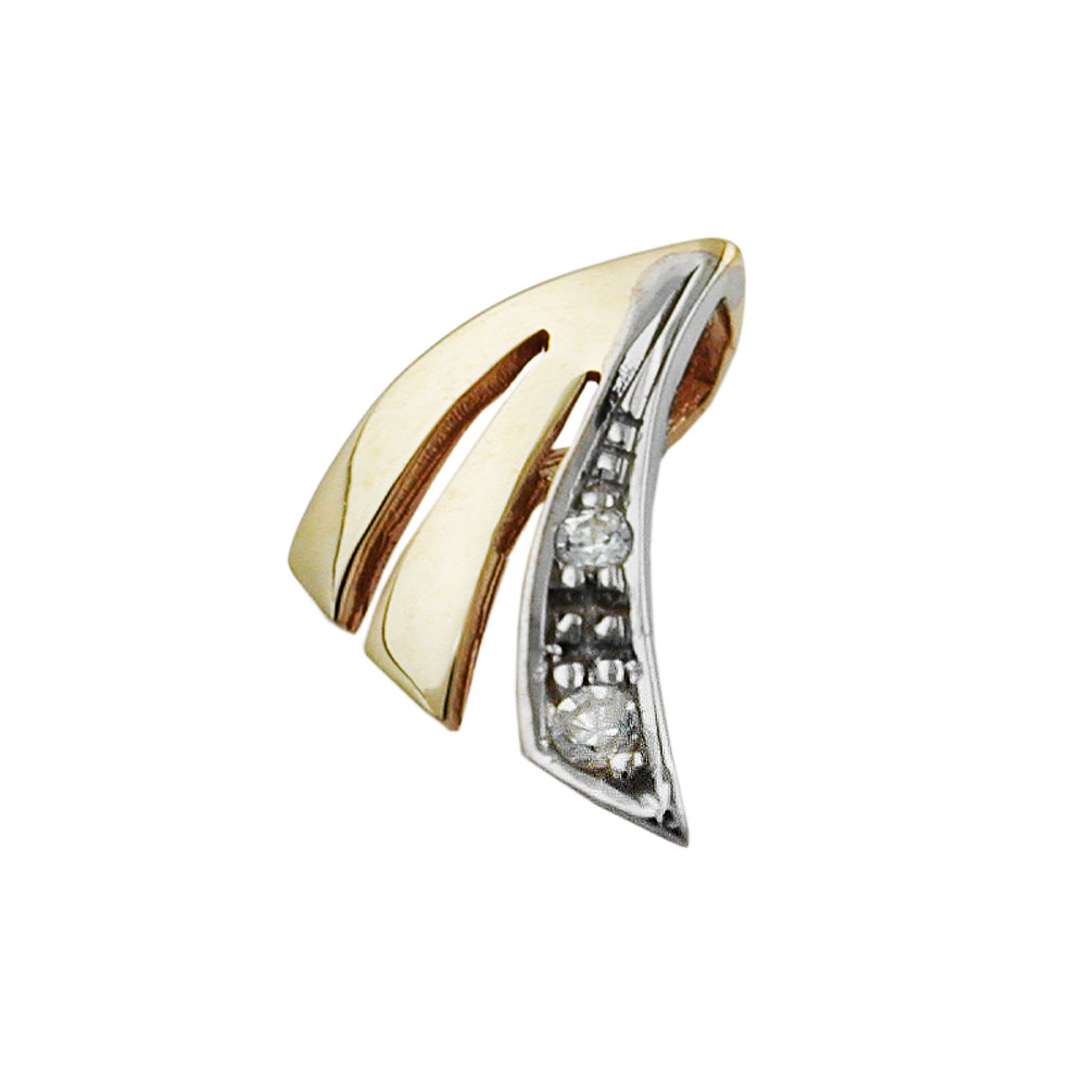 Pendentif or bicolore avec zirconias sur fond blanc