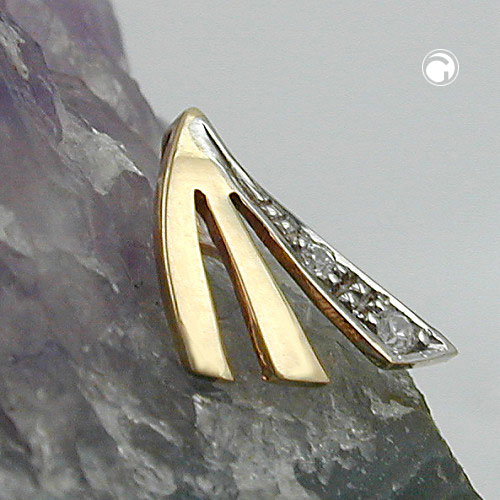Vue rapprochée du pendentif or bicolore serti de zirconias