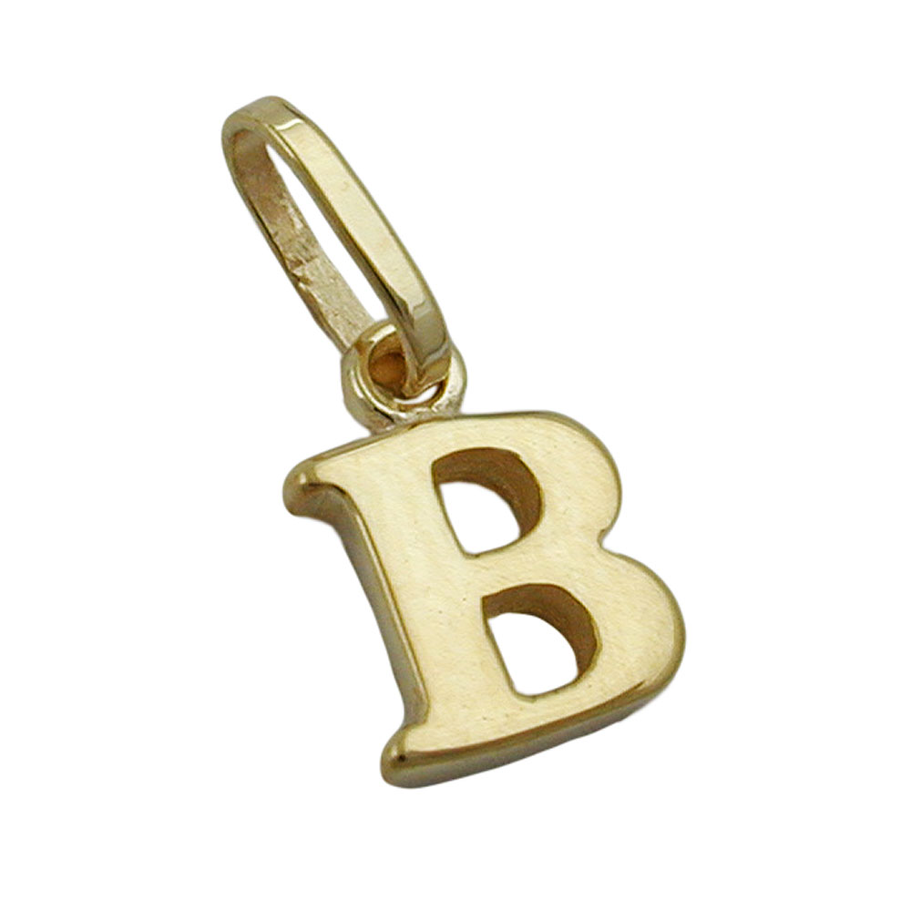 Pendentif or 9 carats lettre B brillant 8x6mm