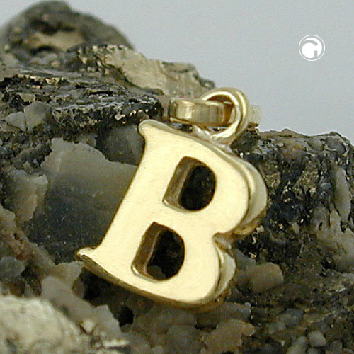 Bijou or jaune initiale B pendentif vue de face