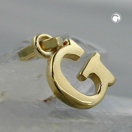 Pendentif initiale G en or 375 posé sur fond blanc