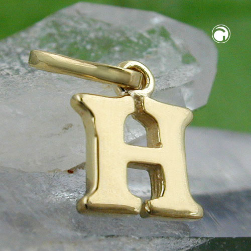 Pendentif lettre H en or 375/000 vu de face