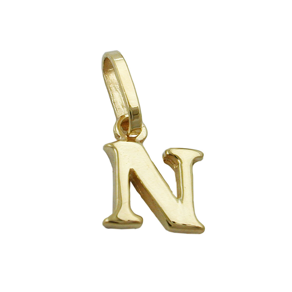 Pendentif or 9 carats initiale N brillant
