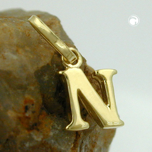 Bijou or lettre N pendentif 8x6mm vue détaillée