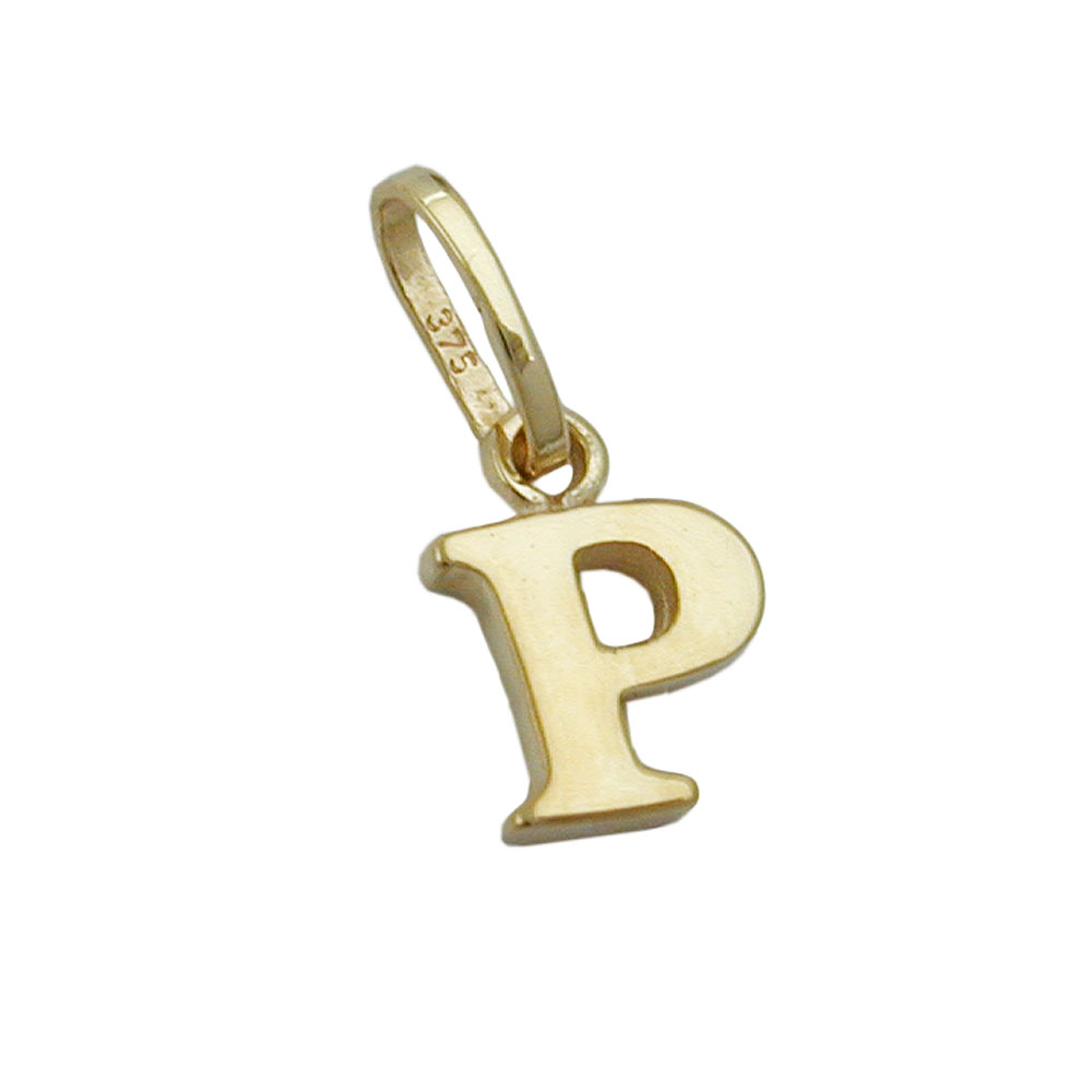 Pendentif or 9 carats lettre P brillant
