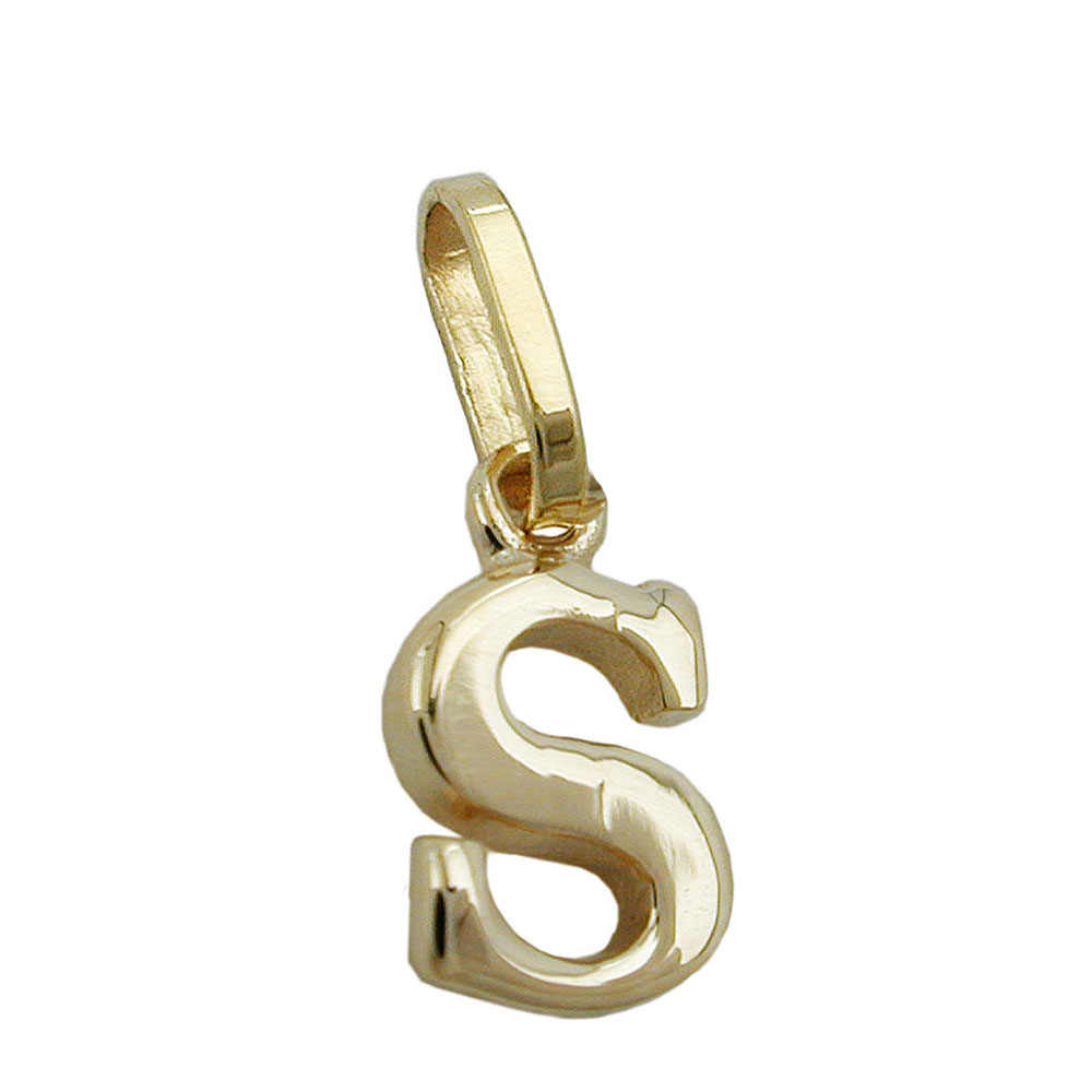 Pendentif or 9 carats lettre S brillant