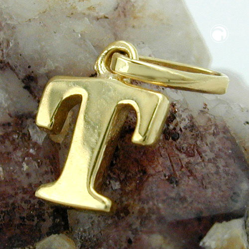 Bijou or initiale T pendentif 375/000 vue détaillée