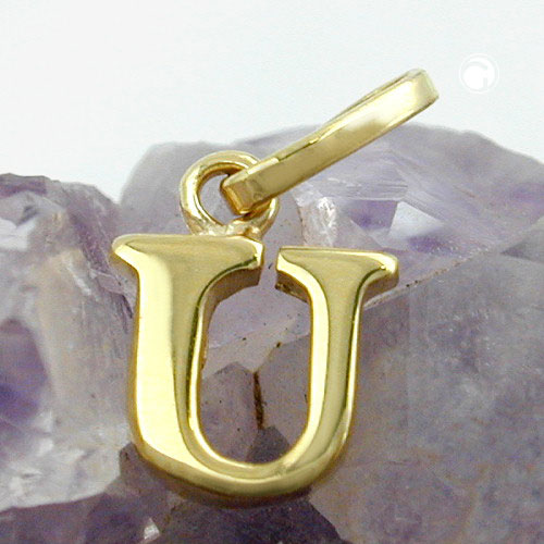 Pendentif lettre U en or jaune 375/000 vue de côté