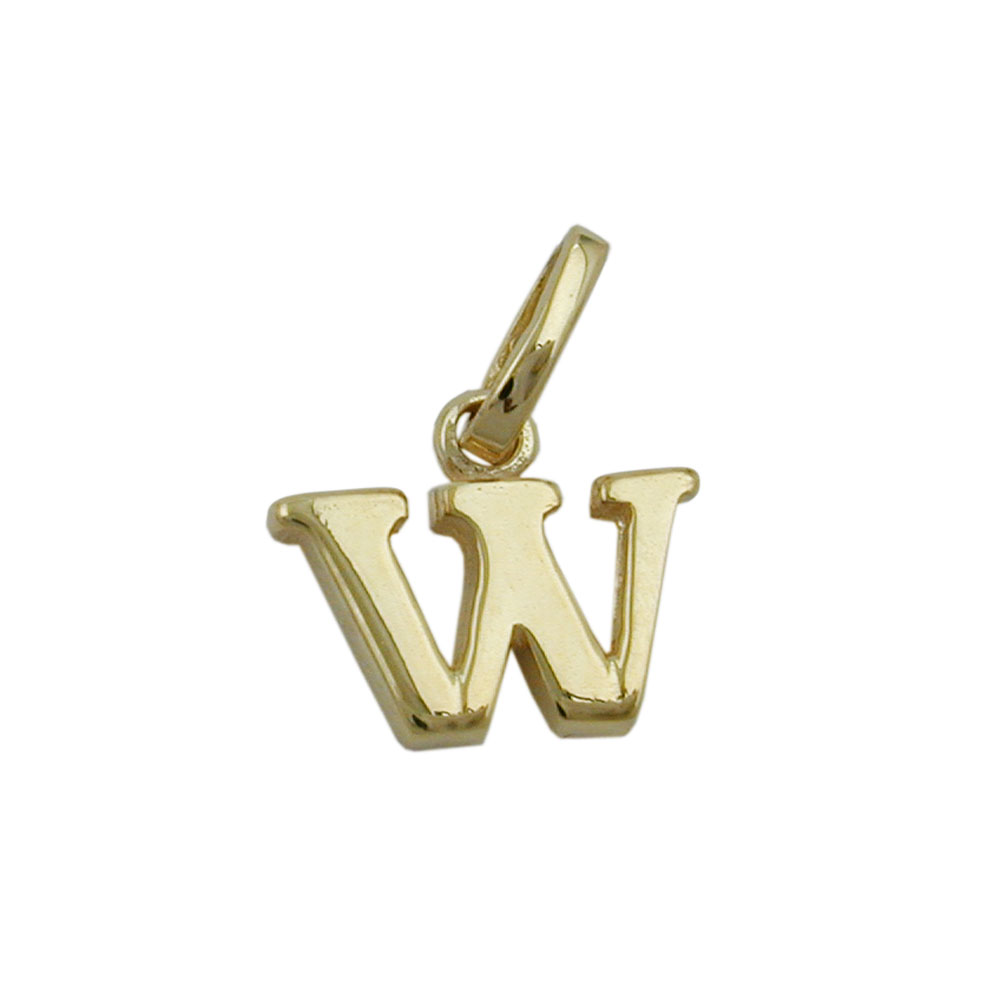 Pendentif or 9 carats initiale W brillant
