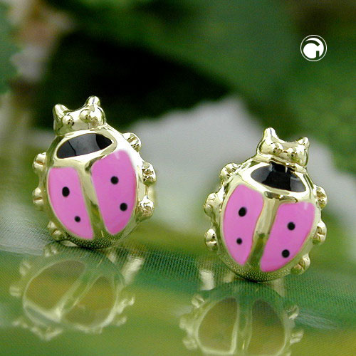 Paire de boucles d'oreilles en or 9 carats forme coccinelle