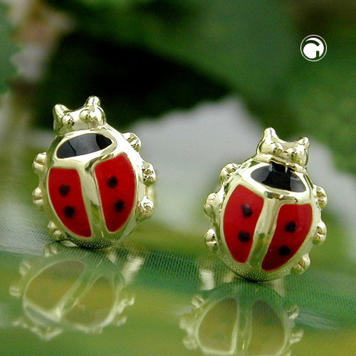 Paire de boucles d'oreilles or coccinelle vue de face