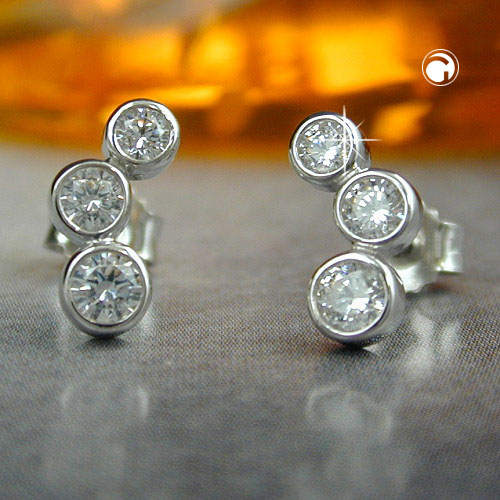 Paire de boucles d'oreilles créatives en or 375/000 ornées de zirconias