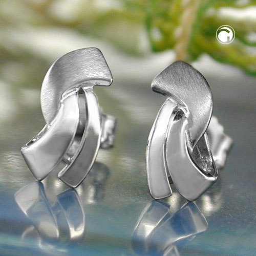 Puces d'oreilles or blanc 9k mat et brillant 10x4mm