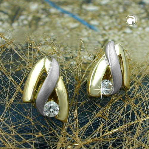 Paire de boucles d'oreilles en or 375/000 avec zirconia, vue de face