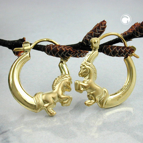 Créoles or cheval mat et brillant 17x14 mm