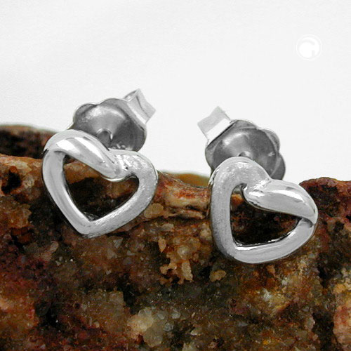 Studs cœur or blanc 585/000 bijou femme