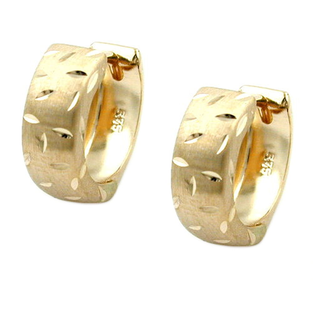 Boucles d'oreilles créoles or 9 carats mat diamanté 12x5mm