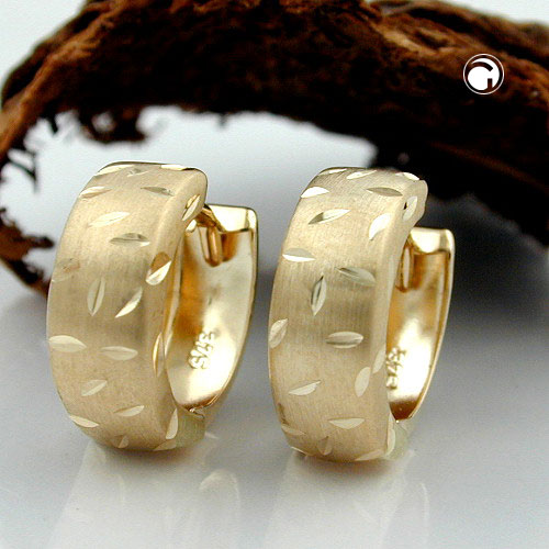 Paire de boucles d'oreilles or jaune 375 motif pointillé