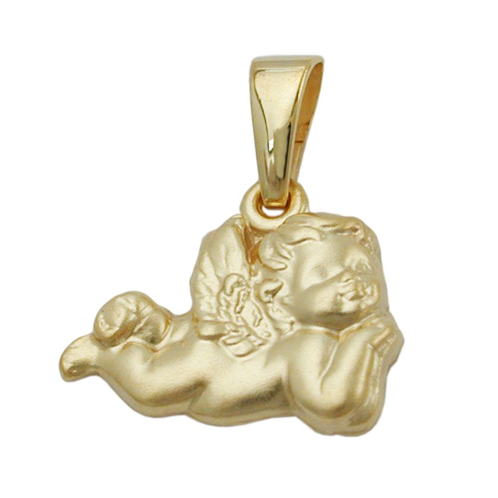 Pendentif ange en or 9K finition mate