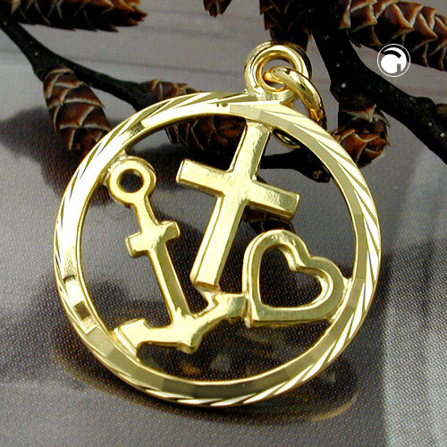 Pendentif or 375/000 taille diamant 14mm vue de face