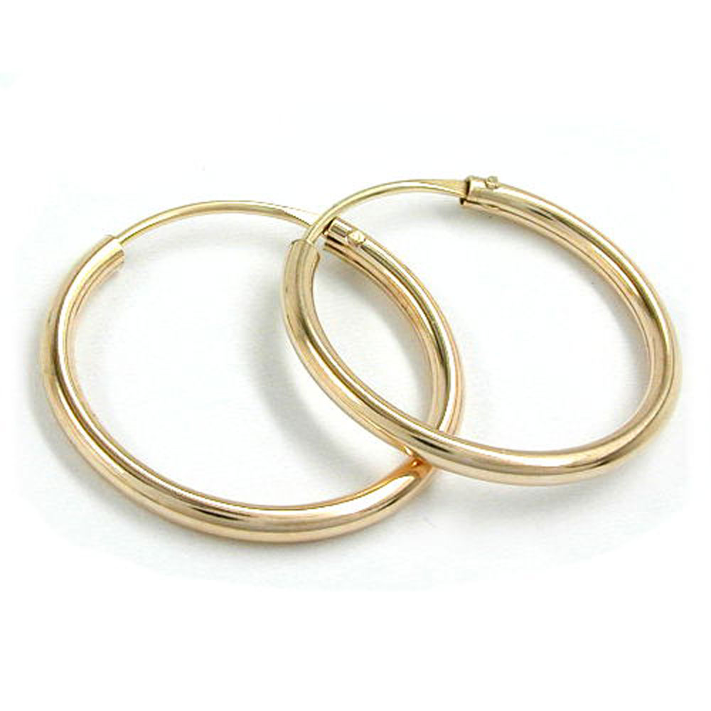 Boucles d'oreilles or 9 carats créoles 14 mm vue de face