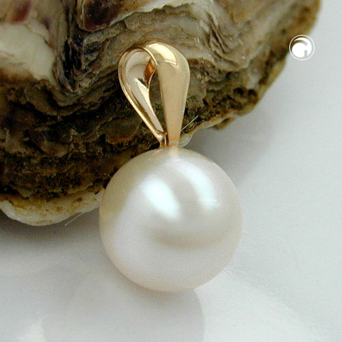 Bijou pendentif or perle cultivée blanche vue de profil