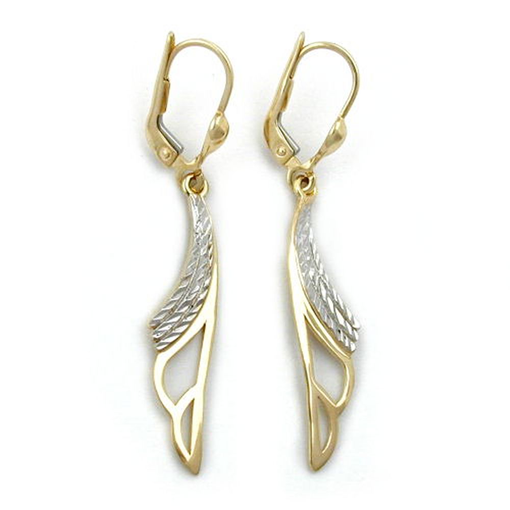 Boucles d'oreilles or 9K bicolores à levier