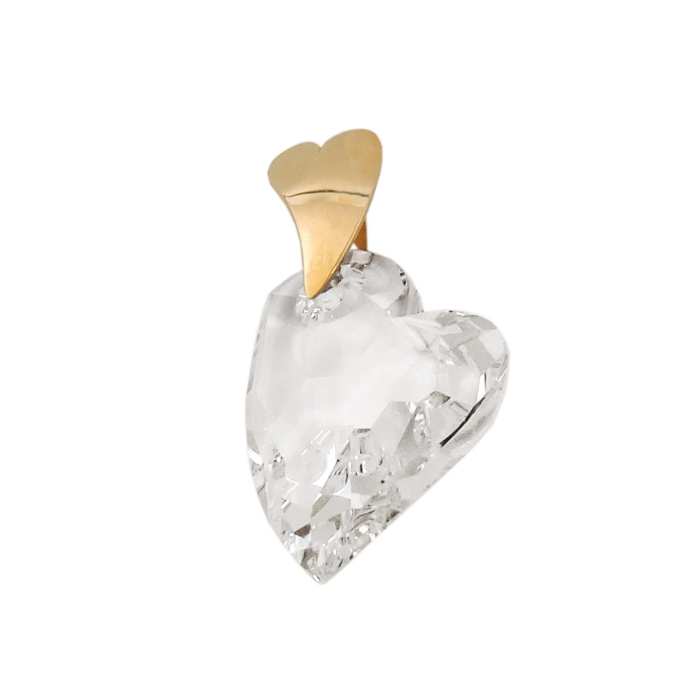 Pendentif or 9 carats forme cœur avec cubic zirconia blanche