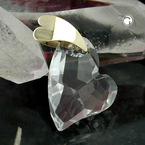 Pendentif cœur en or 9 carats serti d'une cubic zirconia taille cœur