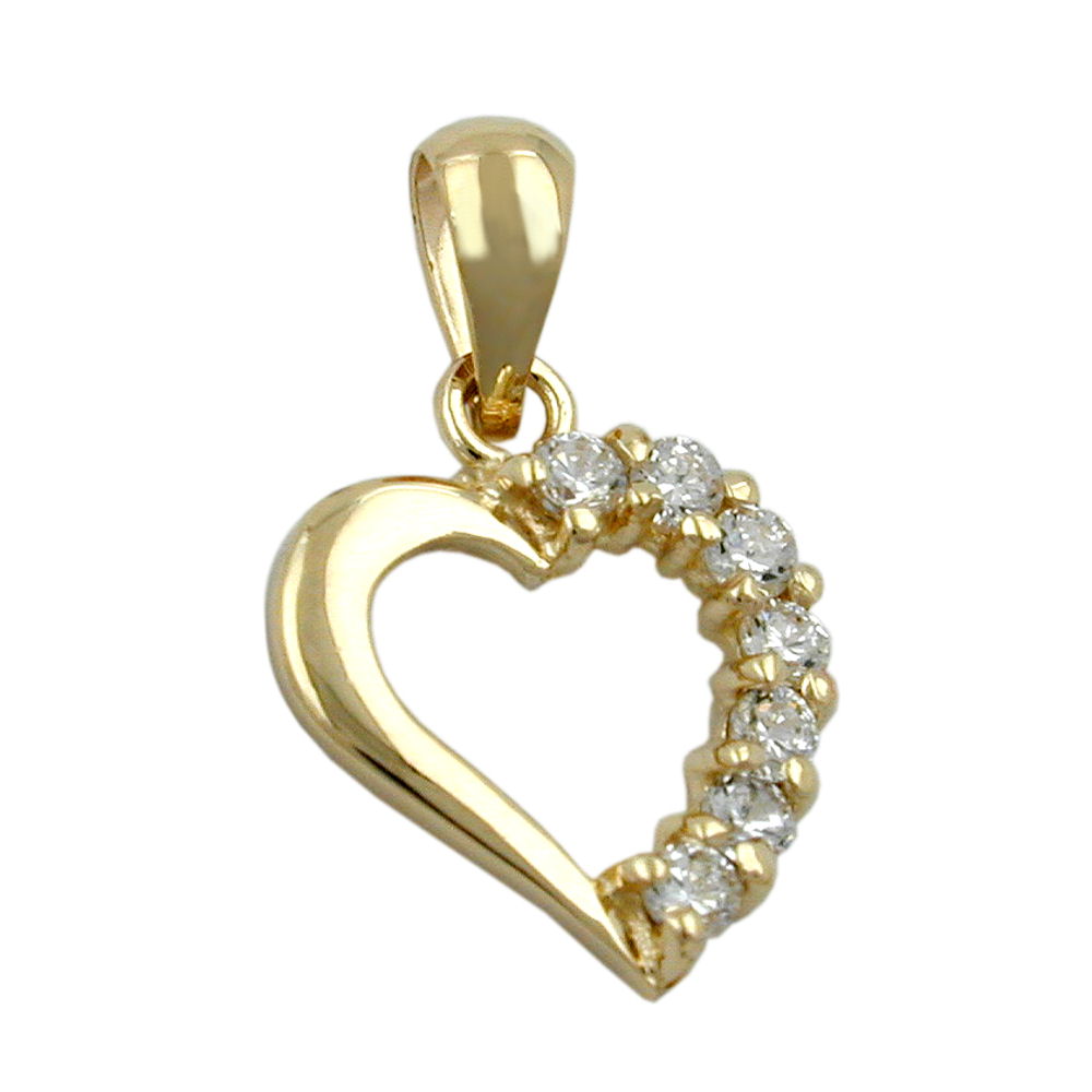 Pendentif cœur en or 9 carats serti de zirconias