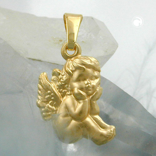 Pendentif or 9 carats forme ange, détail du fini mat et dimensions