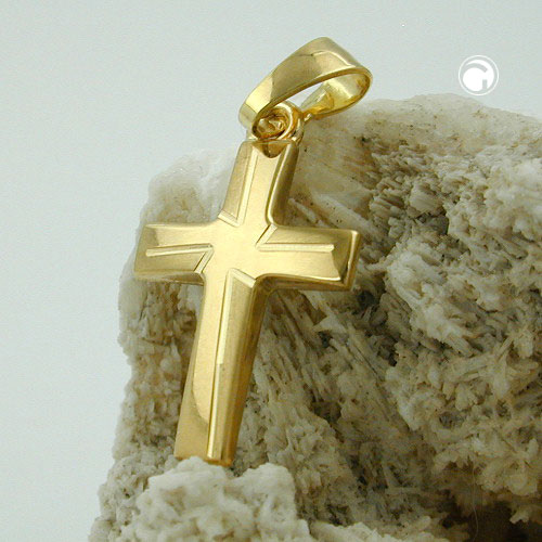 Pendentif croix or 9k vue de profil