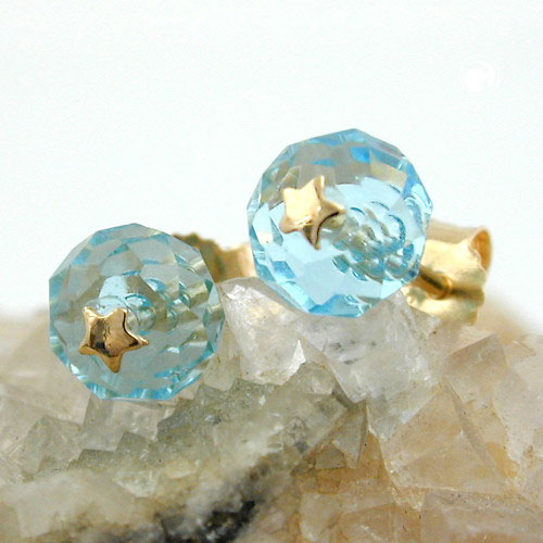 Paire de boucles d'oreilles or avec motif étoile et cristal