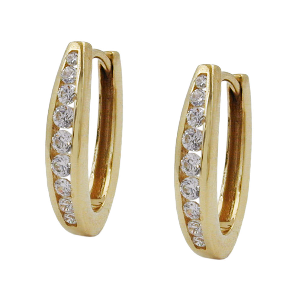 Boucles d'oreilles créoles or 9 carats avec zirconium