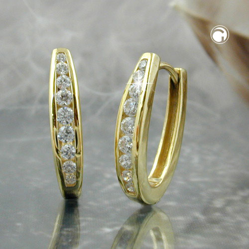 Paire de boucles d'oreilles en or 375/000 serties de zirconium