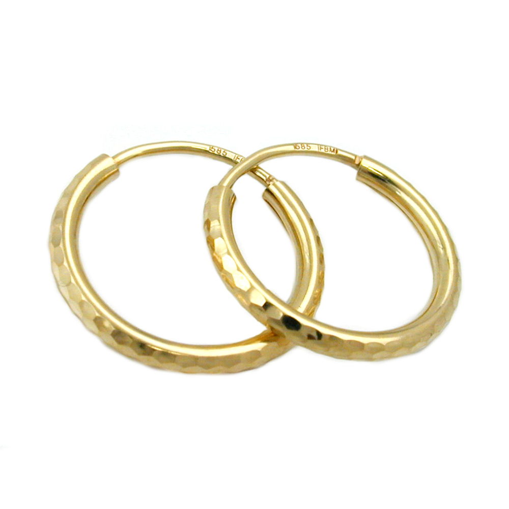 Boucles d'oreilles créoles en or 14 carats 15mm