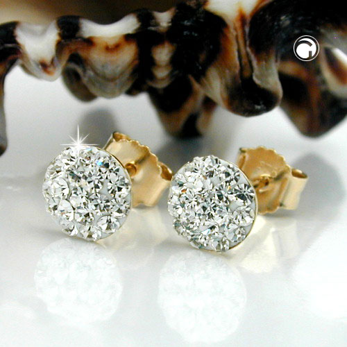 Paire de studs or 9k zirconium blanc vue de dessus
