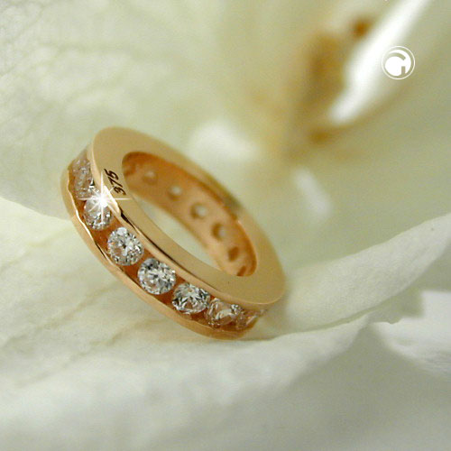 Bague or 375/000 ornée de zirconium, vue détaillée